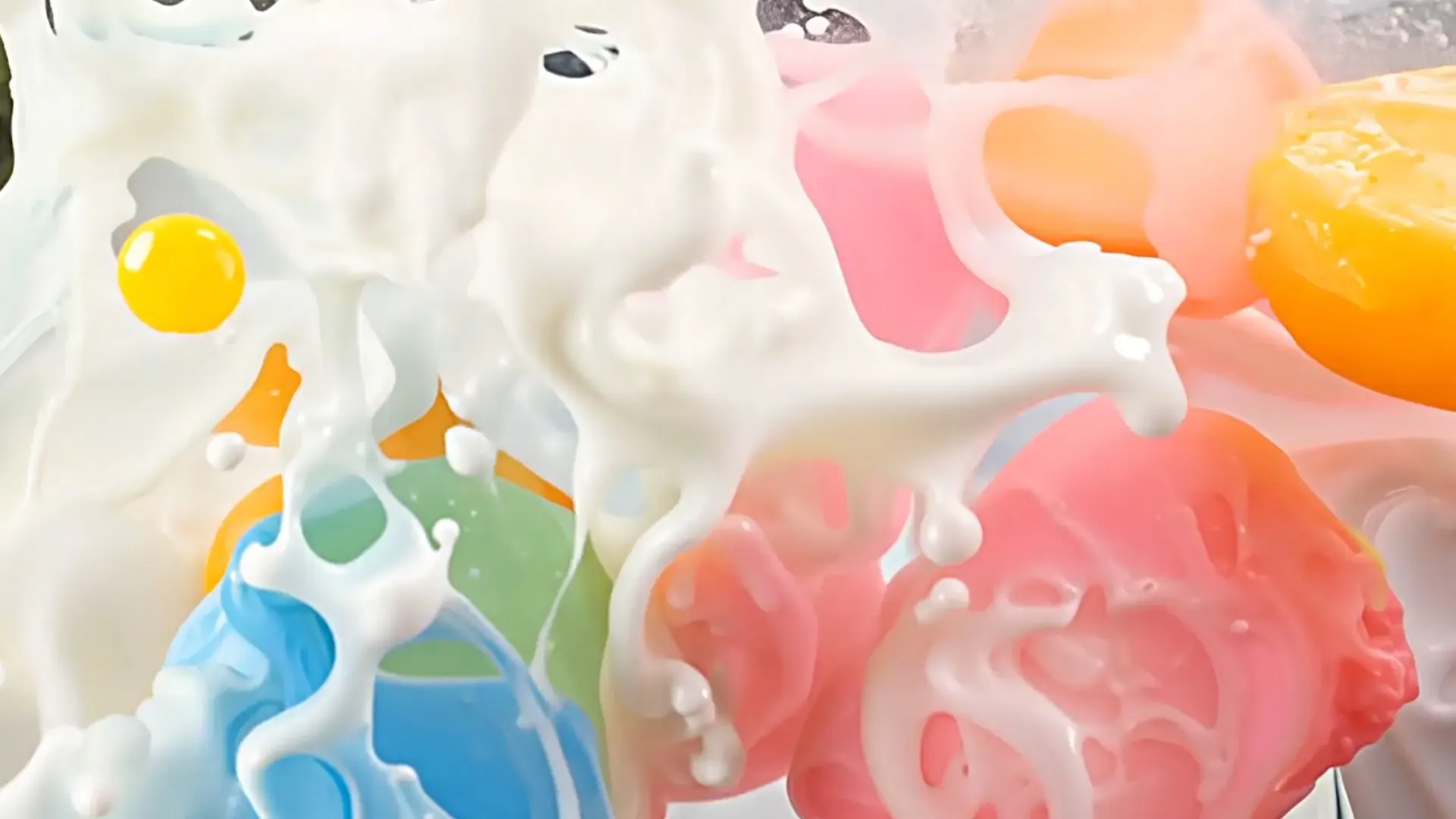 Dynamic Fluid and Candy Explosion Transition for Playful Motion Graphics